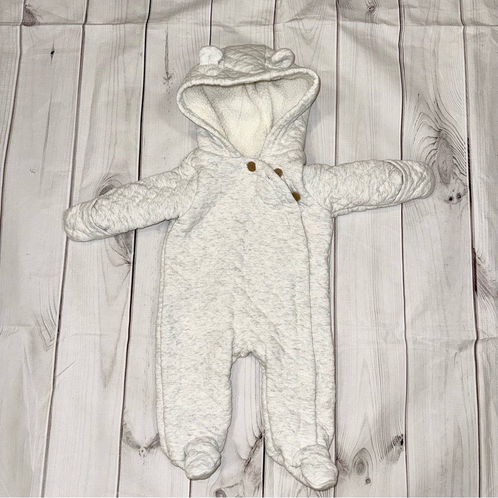 Quilted Baby Bunting Bear Footie - Size 3 Months